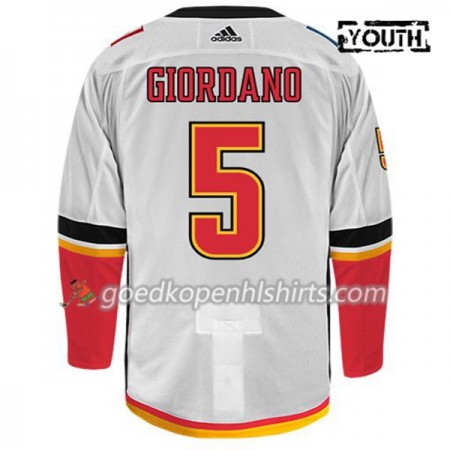 Calgary Flames MARK GIORDANO 5 Adidas Wit Authentic Shirt - Kinderen